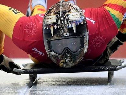 Akwasi Frimpong, durante um treinamento de Skeleton.