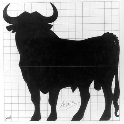 Boceto del diseño original del toro de Osborne, elaborado en 1954 por el ilustrador Manolo Prieto.