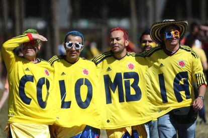 Aficionados colombianos que viajaron al Mundial de Brasil. 