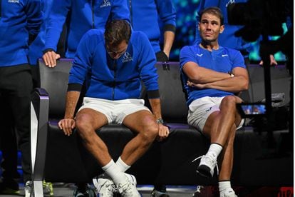 Federer y Nadal lloran tras el partido.