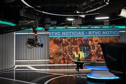 Estudio de grabación de RTVC Noticias en Bogotá (Colombia), en julio de 2023.