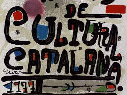 El cartell que Joan Miró va concebre el 1977 per al Congrés de Cultura Catalana, dels més icònics de les desenes que se’n van fer.