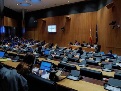 La ministra de Hacienda, María Jesús Montero, en la presentación de los Presupuestos Generales del Estado de 2021.