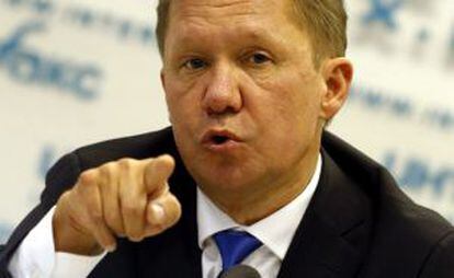 El director del monopilio Gazprom este lunes en Moscú.