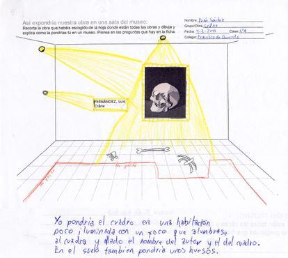 Planteamiento espacial de 'Le Crâne', obra de Luis Fernández realizada por el niño Iván Sánchez.