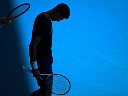 Novak Djokovic, en un entrenamiento en Melbourne.