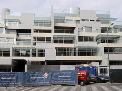 Una promoción inmobiliaria de Sacyr-Vallehermoso en construcción en Madrid.