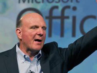El consejero delegado de Microsoft, Steve Ballmer, en la presentación del Office 365