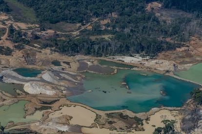 Una mina de oro ilegal en la selva amazónica en el Estado de Rondônia, en una imagen de 2021.
