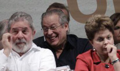 Lula da Silva, José Dirceu y Dilma Rousseff en el congreso del Partido de los Trabajdores el pasado 2 de septiembre.