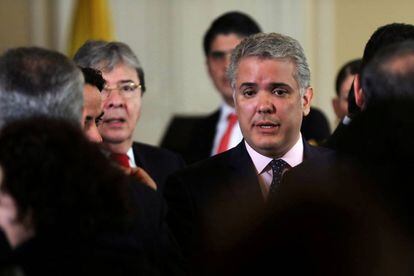 El presidente de Colombia, Iván Duque, en la Casa de Nariño.