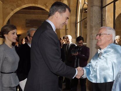 Los Reyes, este martes, en un acto en la Universidad de Salamanca.