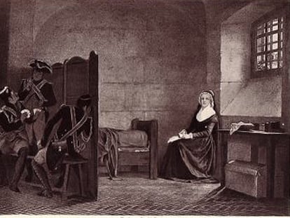 La reina María Antonieta, en la prisión de la Concergerie de París, antes de ser ajusticiada.