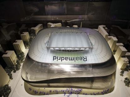Primer diseño del estadio Bernabéu realizado por la empresa alemana GMP Architekten y los estudios L-35 y Ribas&Ribas.