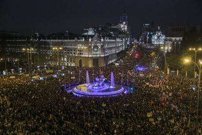 Vista general de la manifestación del 8 de marzo por el Día de la Mujer en Madrid.