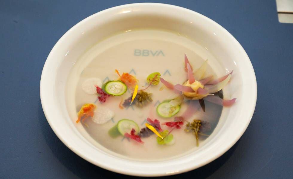 El plato cocina por los hermanos Roca y su equipo en la presentación de sus becas de formación.