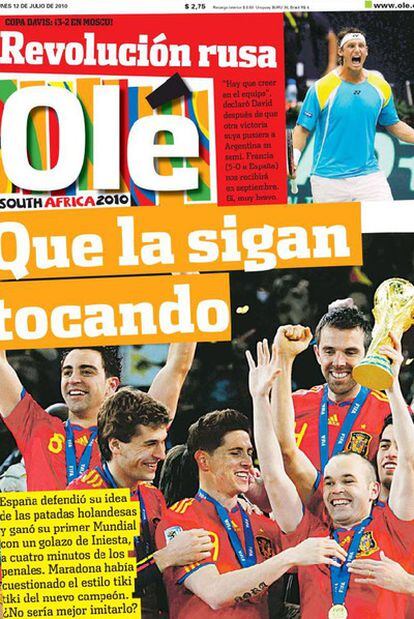 Portada del diario <b><i>Olé.</b></i>