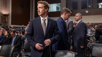 El CEO de Meta, Mark Zuckerberg, durante la sesión especial del Senado de EE UU.