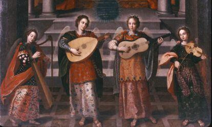 'Presentación de Jesús en el templo', cuadro de Diego Valentín Díaz, que se encuentra en el Museo Nacional de Escultura (Valladolid), obra a partir de la cual se va a reproducir una guitarra barroca española (segundo instrumento por la derecha).