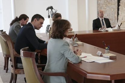 Reunión del Consejo de Ministros, este sábado en La Moncloa.