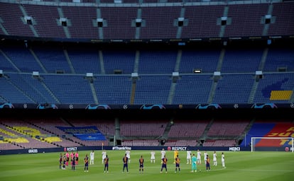 El Camp Nou, vacío durante su enfrentamiento de Champions con el Nápoles el año pasado.