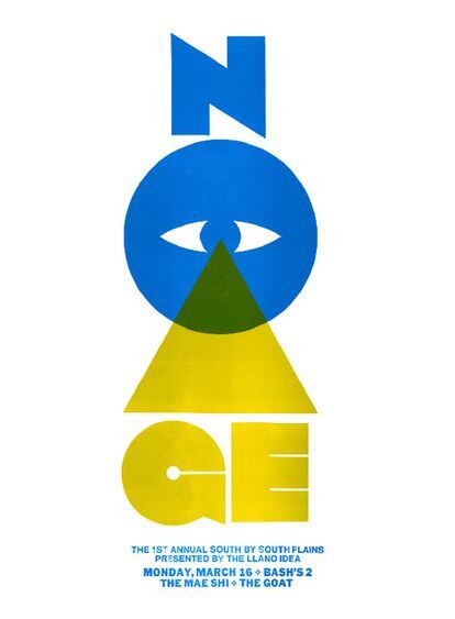 La primera edición del festival tuvo con cabezas de cartel al dúo californiano No age. El grafismo sobrio del cartel contrasta con su estetica punk