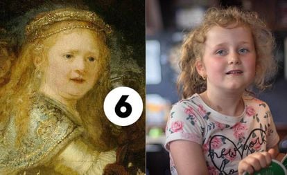 A la derecha, Lizzy-Ann, de ocho años, doble de la que en el cuadro asoma con un arcabuz en la mano.