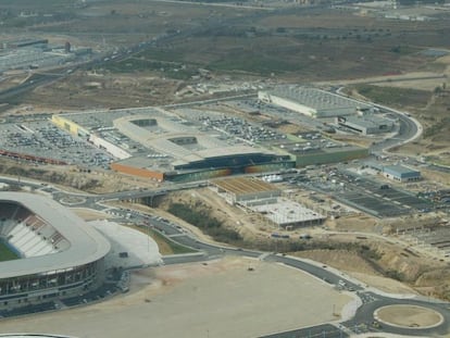 Vista a&eacute;rea del estadio Nueva Condomina en Murcia.