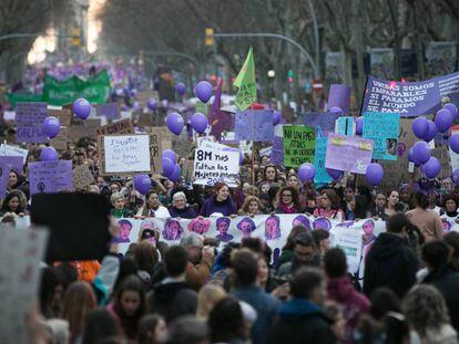 Manifestació del Dia de la Dona fa un any a Barcelona.