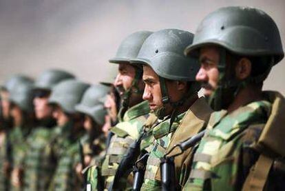 Soldados afganos, en un campo de instrucción en Kabul.