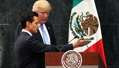 Encuentro entre el presidente de México, Enrique Peña Nieto, y el entonces candidato a la presidencia de Estados Unidos, Donald Trump, el pasado agosto.