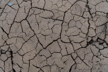 Tierra seca de un embalse de Cataluña por la sequía, uno de los efectos que pueden agravarse en España por el cambio climático.