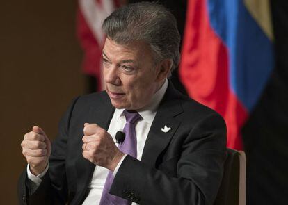 El presidente de Colombia, Juan Manuel Santos, en Washington