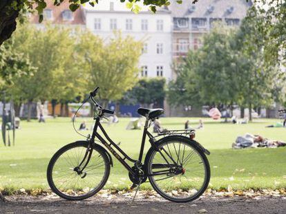 Una bicicleta en el parque de King's Gardens, en Copenhague.