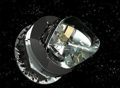 Ilustración del telescopio Planck en el espacio.