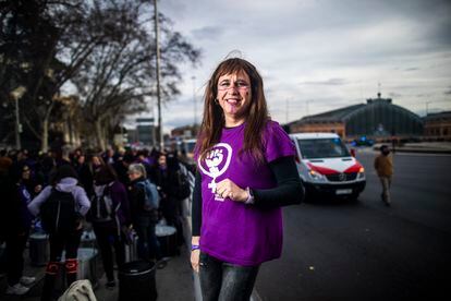 Anna Virginia García, mujer trans de 44 años, este miércoles en la marcha de Madrid. 