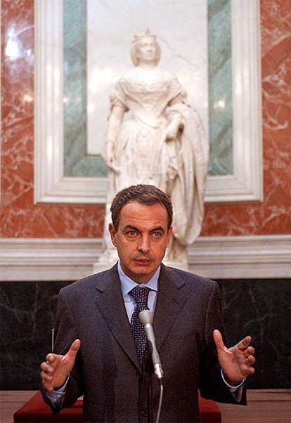 Rodríguez Zapatero, durante su intervención en la recepción oficial con motivo del XXVI aniversario de la Constitución.