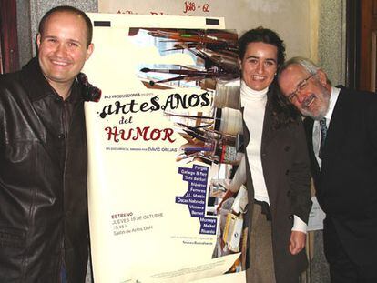 El director David Orejas, la productora y guionista, María Paz Orejas, y el humorista gráfico Antonio Fraguas, &#39;Forges&#39;.
