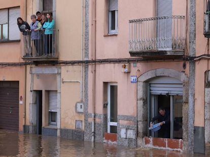 Inundación en el barrio de Pont Major, en Girona.