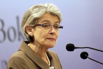 La directora general de la UNESCO, Irina Bokova, ofrece un discurso sobre paz este martes en Sri Lanka.