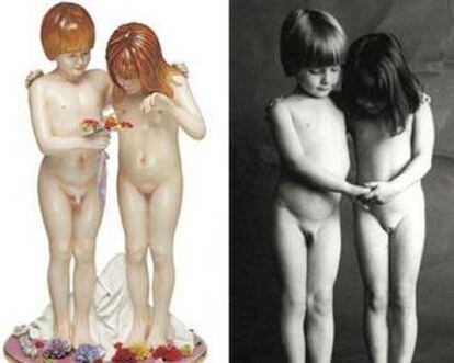 'Naked', de Jeff Koons (i) e instantánea de Jean-François Bauret (d).