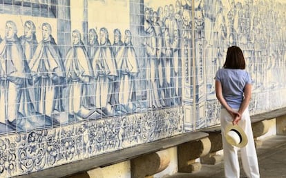 Azulejos en el claustro de la catedral de Viseu, al norte de Portugal.