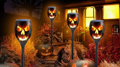 Pack de farolillos con luces LED e impermeables, diseño terrorífico, para decorar el exterior en Halloween