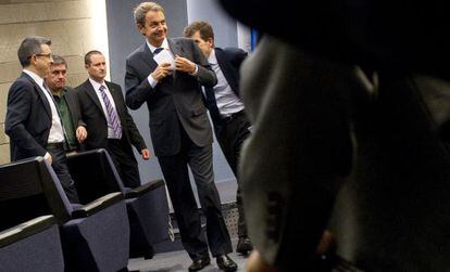 José Luis Rodríguez Zapatero, tras su comparecencia de ayer.