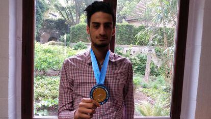 Mourad Laachraoui, campeón de Europa de Taekwondo, en la sede de la federación en Bruselas.