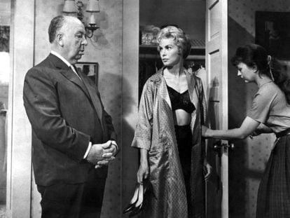 Alfred Hitchcock y Janet Leigh, en el rodaje de &#039;Psicosis&#039;