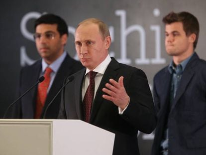 Vladímir Putin, durante la clausura del Mundial de ajedrez Carlsen-Anand en Sochi (Rusia), el 25 de noviembre de 2014.
