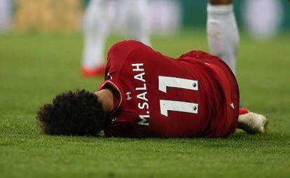 Salah, lesionado contra el Newcastle este pasado sábado.