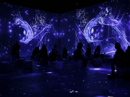 Aspecto de la exposición inmersiva sobre Klimt en el Centro de Artes Digitales Ideal de Barcelona.