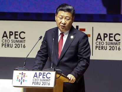El president xinès, Xi Jinping, durant el seu missatge al fòrum de l'APEC.